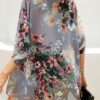 Women's Floral Print Puff Sleeve Kimono Cardigan Loose Cover...