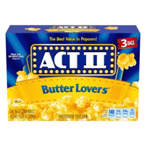 ACT II Butter Lovers Microwave Popcorn, 3-Count 2.75-oz. Bag...