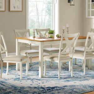 AMERLIFE 7-Piece Farmhouse Solid Wood Dining Table Set with ...