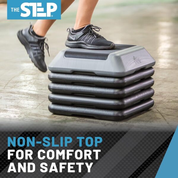 The Step Adjustable High Step Aerobic Platform with 4 Risers...