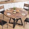Round Dining Table for 4,Kitchen Dining Room Circle Dinner P...