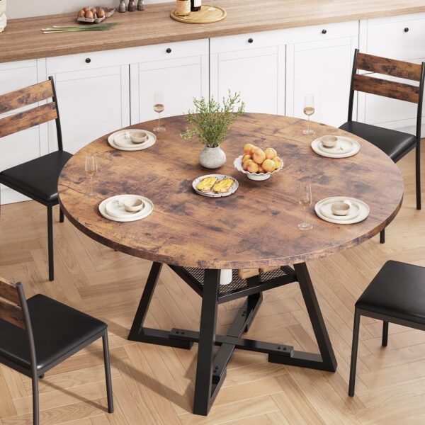Round Dining Table for 4,Kitchen Dining Room Circle Dinner P...