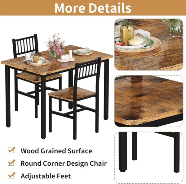 AWQM 3 Piece Dining Table Set, Small Industrial Kitchen Tabl...