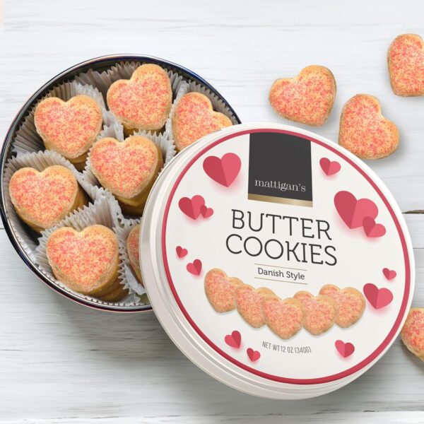 Mattigan's Pink Heart Butter Cookies Danish Style Cookie, 12...