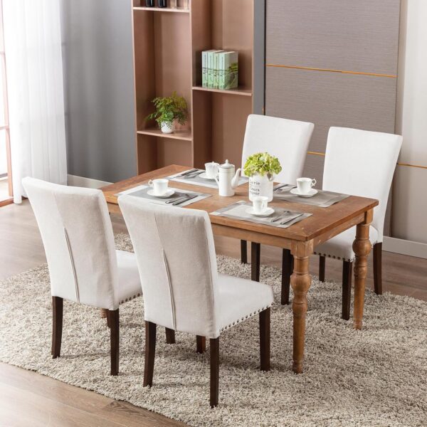 COLAMY Upholstered Parsons Dining Chairs Set of 4, Fabric Di...