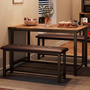 IDEALHOUSE Dining Table Set for 4, Kitchen Table with Uphols...