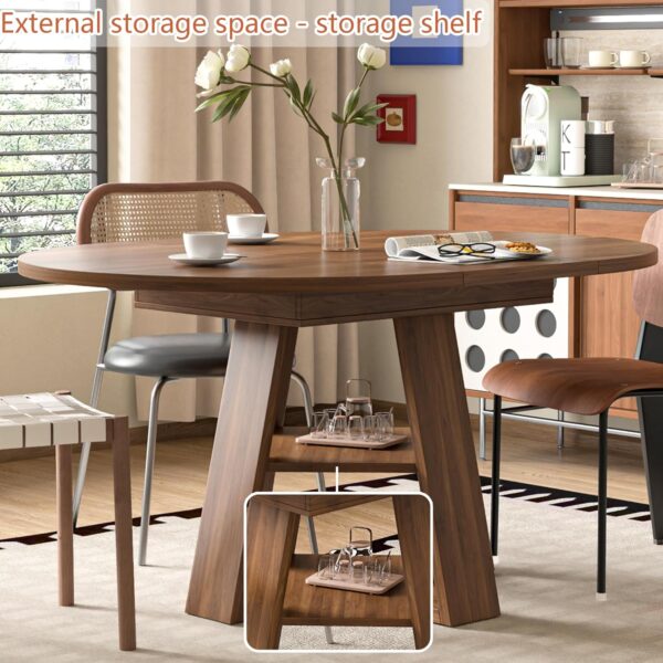 43.3in-59in Extendable Round Dining Table for 4-8,Modern Kit...