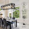 Espird Farmhouse Dining Room Light Fixture - 5 Light Matte B...