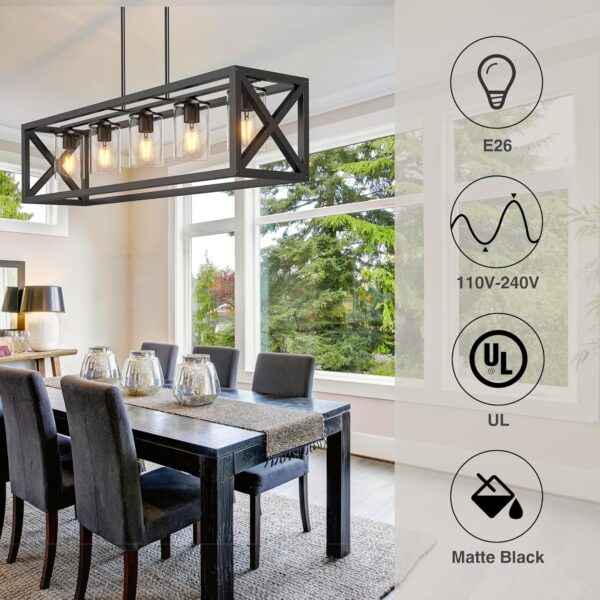 Espird Farmhouse Dining Room Light Fixture - 5 Light Matte B...