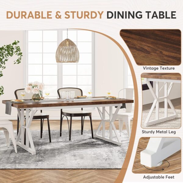 Tribesigns Farmhouse Dining Table for 6 People, 70.8-Inch Re...