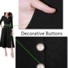 VFSHOW Womens Pleated Notch Neck Front Slit Buttons Pockets ...