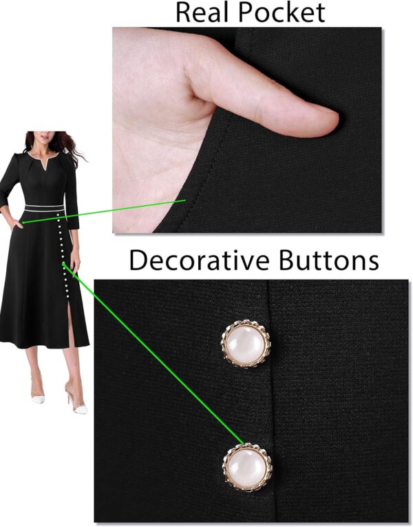 VFSHOW Womens Pleated Notch Neck Front Slit Buttons Pockets ...