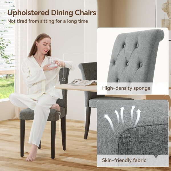 Upholstered Dining Chairs Set of 4, Button Tufted Parsons Di...