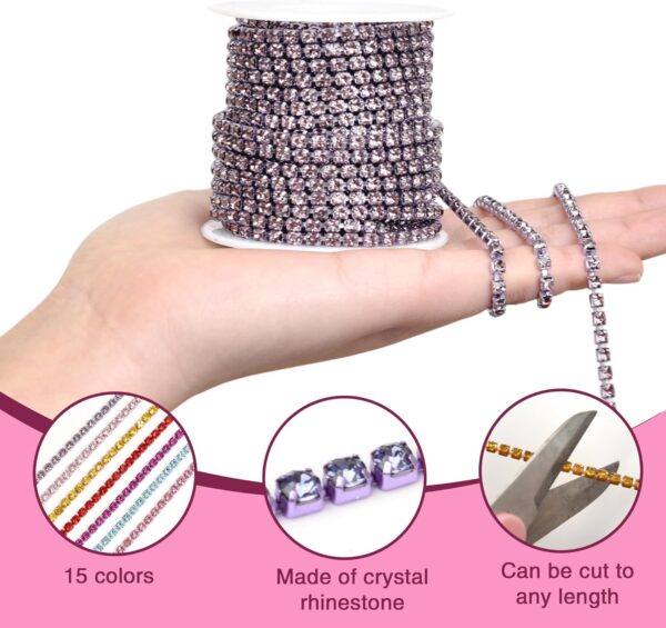 4MM Crystal Rhinestone Close Chain Trim 10 Yards Rhinestone ...