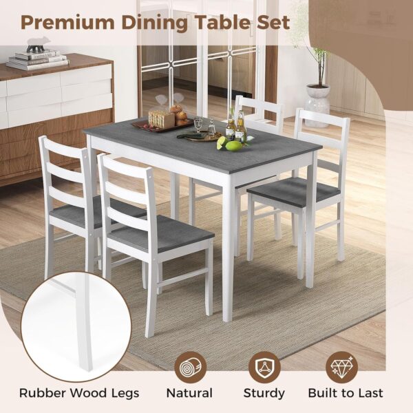 COSTWAY Dining Table Set for 4, Wood Kitchen Table Chairs Se...