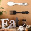 Jetec Set of Eat Sign, Fork and Spoon Wall Decor, Rustic Woo...