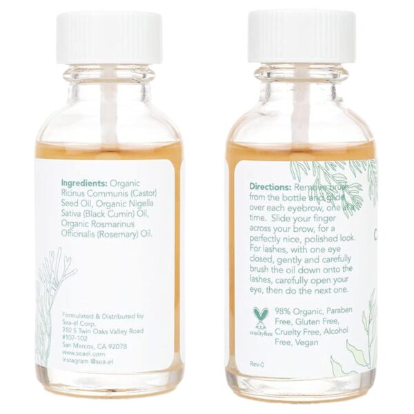 Sea El Castor Lash & Brow Serum Organic Castor Oil Rosemary ...