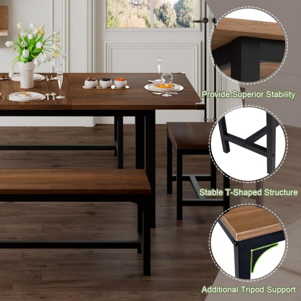 Feonase 5-Piece Dining Table Set for 4-8 People, 63" Extenda...