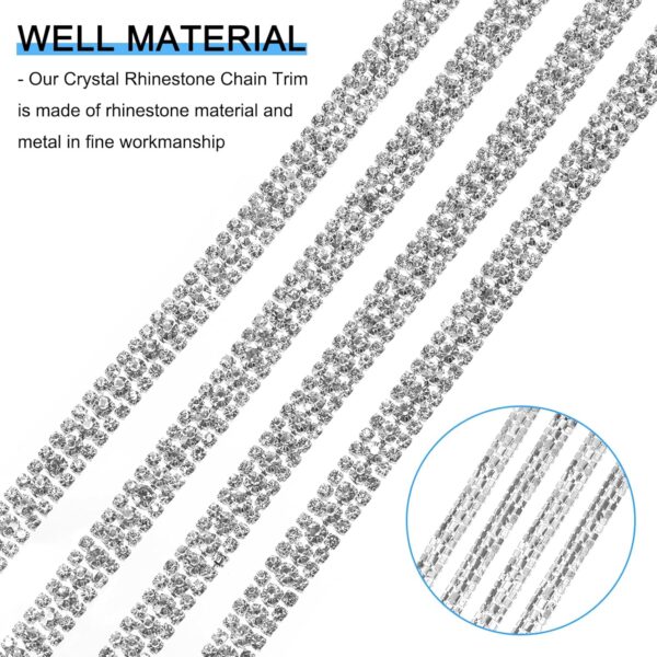 uxcell 1 Yard 3 Rows Rhinestone Chain, 8.5mm Bling Crystal C...