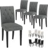 Upholstered Dining Chairs Set of 4, Button Tufted Parsons Di...