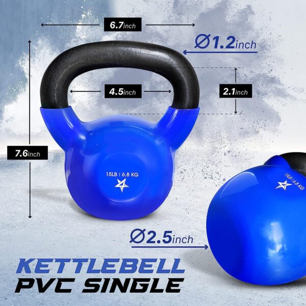 Yes4All 5-100 LB Kettlebells Vinyl Coated Cast Iron for Dumb...