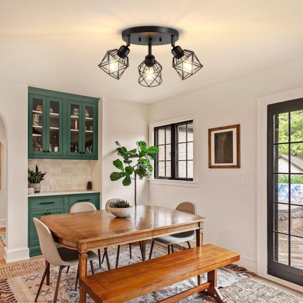 3-Light Kitchen Flush Mount Ceiling Light, Adjustable Multi-...
