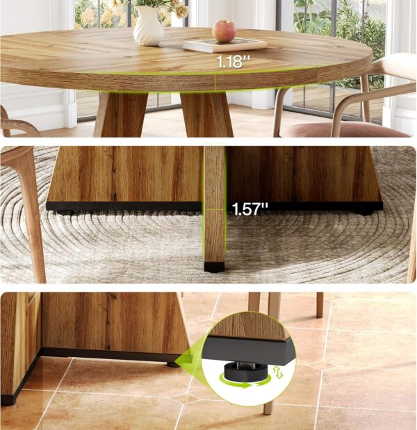 LITTLE TREE Round Dining Table for 4-6 People, 47 Inches wit...