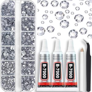 B7000 Clear Glue with 4000PCS Silver Clear Rhinestones for C...