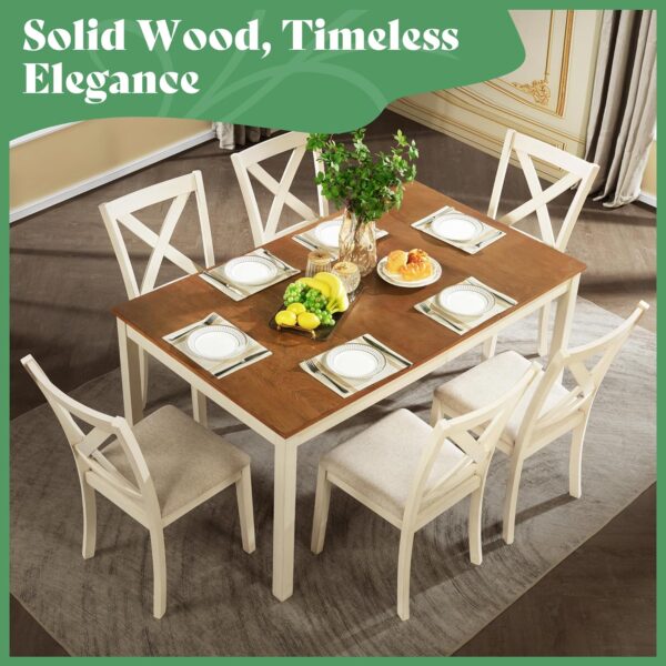 AMERLIFE 7-Piece Farmhouse Solid Wood Dining Table Set with ...
