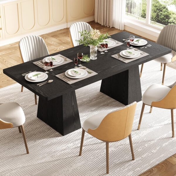 LITTLE TREE Dining Table for 6 People, Wooden Table, Rectang...