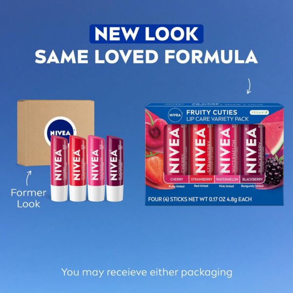 NIVEA Lip Care, Fruity Tinted Lip Balm Variety Pack, Cherry,...
