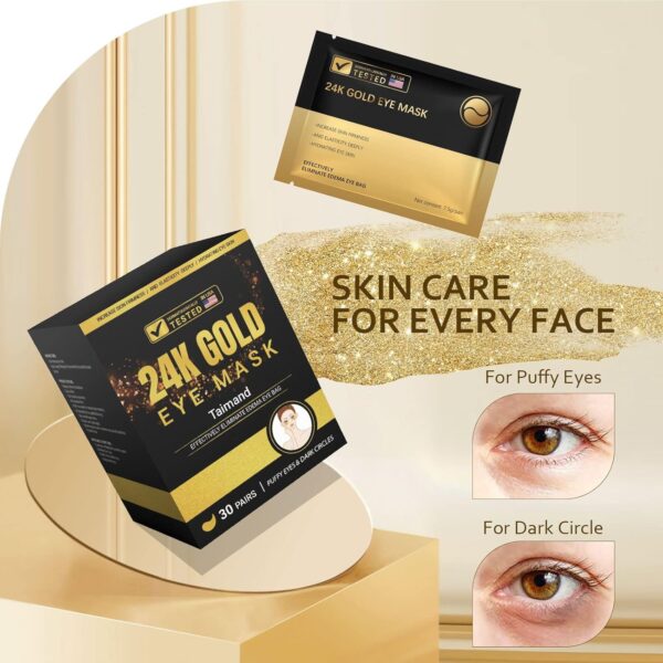 Under Eye Patches (30 Pairs), 24K Gold Under Eye Mask for Pu...