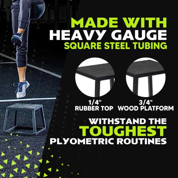 Rage Fitness Steel Plyo Box 12-18-24 Inch High Anti-Slip Pre...
