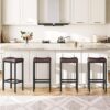 HOOBRO Bar Chairs, Set of 2 Counter Height Saddle Stools wit...