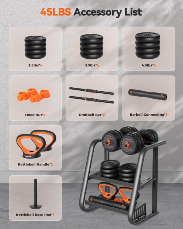 FEIERDUN Adjustable Dumbbells, 20/30/40/45/70/90lbs Free Wei...