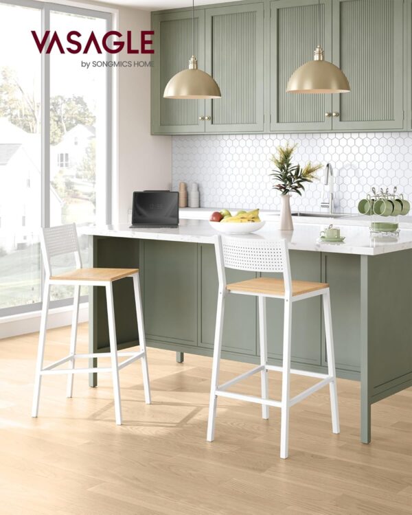 VASAGLE Bar Stool Set of 2, Bar Chairs for Kitchen, Dining R...