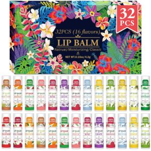32 Pack Lip Balm, Natural Lip Balm Bulk with Vitamin E and C...
