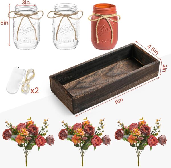 3 Pcs Mason Jar Centerpiece Table Decorations for Dining Tab...