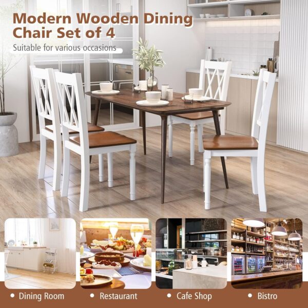Giantex Dining Room Chairs Set of 2 White, Wooden Farmhouse ...
