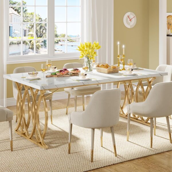 Tribesigns Modern Dining Table, 63" Large Kitchen Table for ...