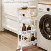 VASAGLE Slim Rolling Cart, 4-Tier Storage Cart, Narrow Cart ...