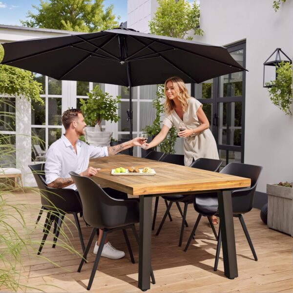 Devoko Home Acacia Wood Dining Table 6-Person Indoor Outdoor...
