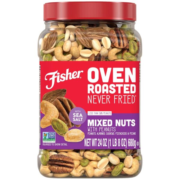 Fisher Oven Roasted Never Fried Mixed Nuts with Peanuts, 24 ...