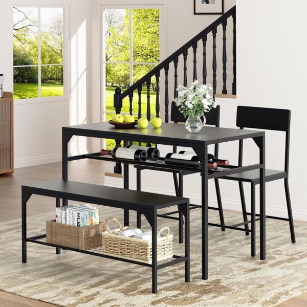 Shintenchi Kitchen Table Chairs Set of 4, Dining Table Set f...
