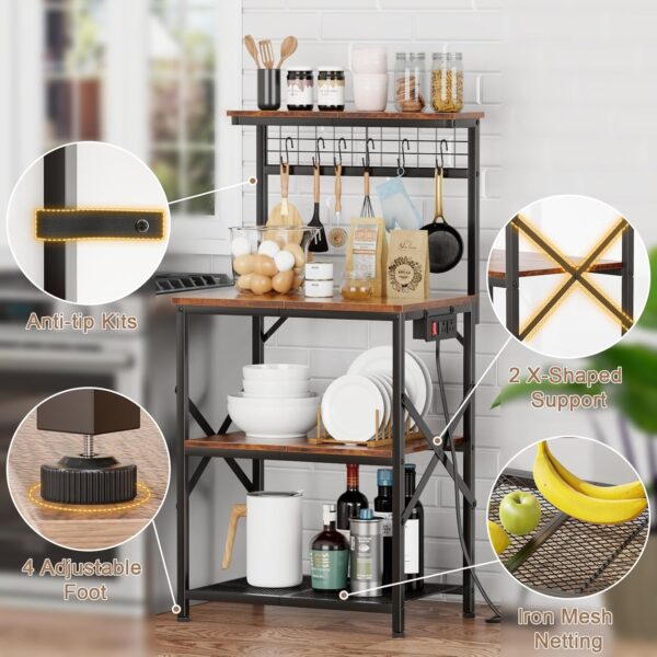 Furologee Kitchen Bakers Rack with Power Outlet, Microwave O...