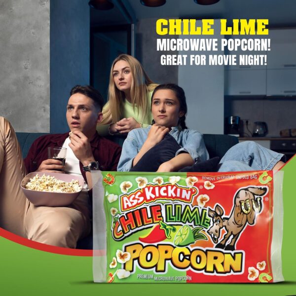 ASS KICKIN' Chile Lime Microwave Popcorn Bags - 3 Pack - Ult...