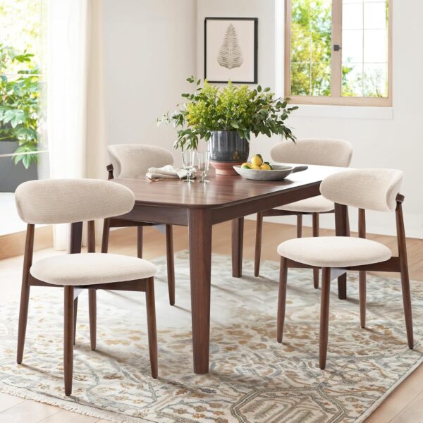 COLAMY Wooden Dining Chairs Set of 2, Modern Fabric Upholste...