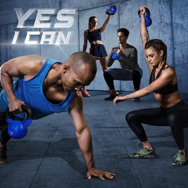 Yes4All 5-100 LB Kettlebells Vinyl Coated Cast Iron for Dumb...