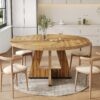 LITTLE TREE Round Dining Table for 4-6 People, 47 Inches wit...