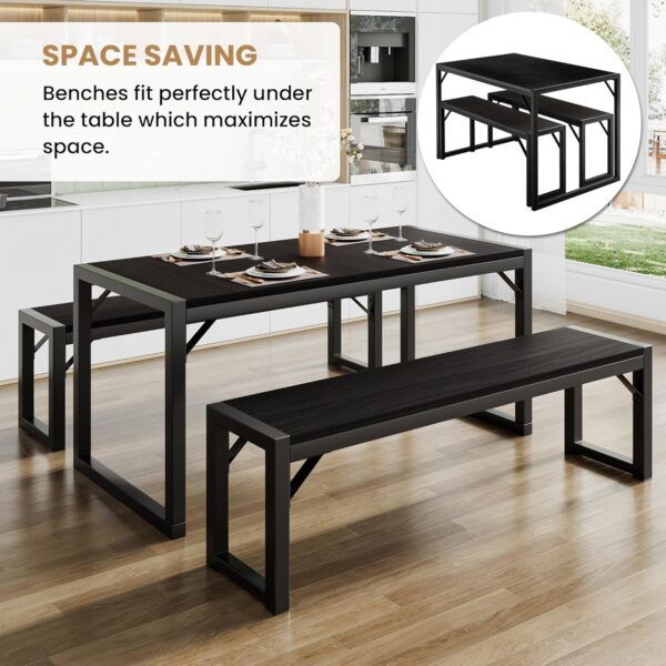 SHA CERLIN Kitchen Dining Table Set for 4 with Benches, Rust...